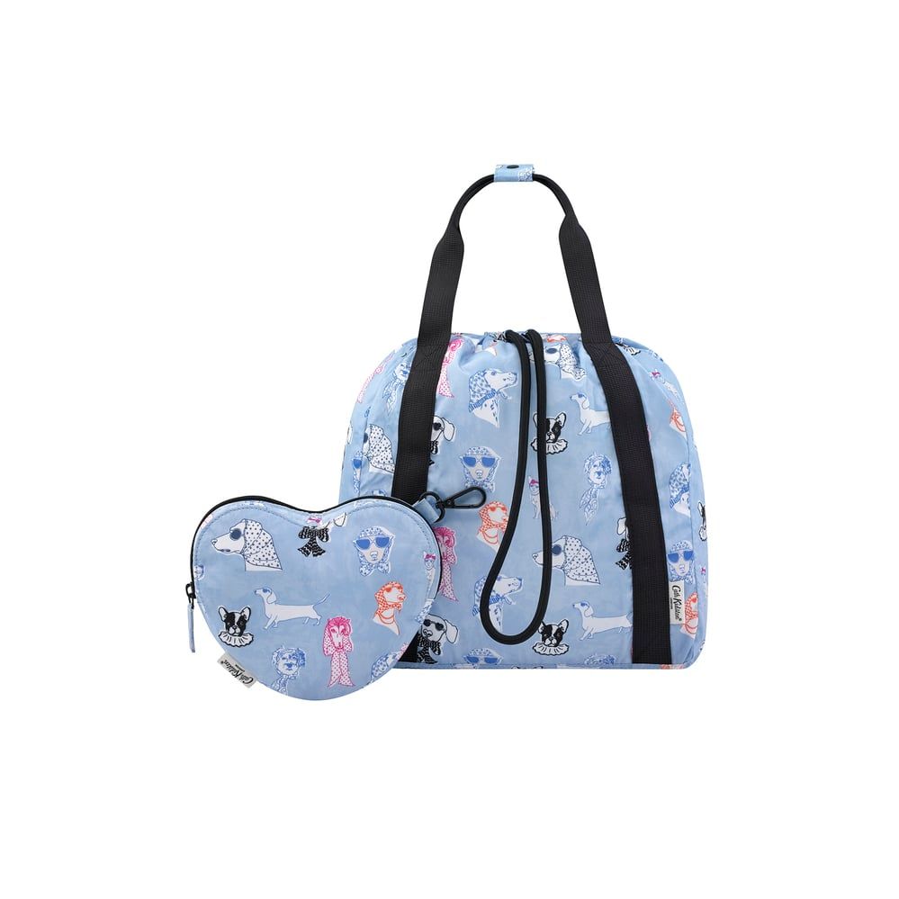 Túi dây rút gấp gọn/Foldaway Drawstring Backpack Glamorous Dogs - Blue - 1089219 