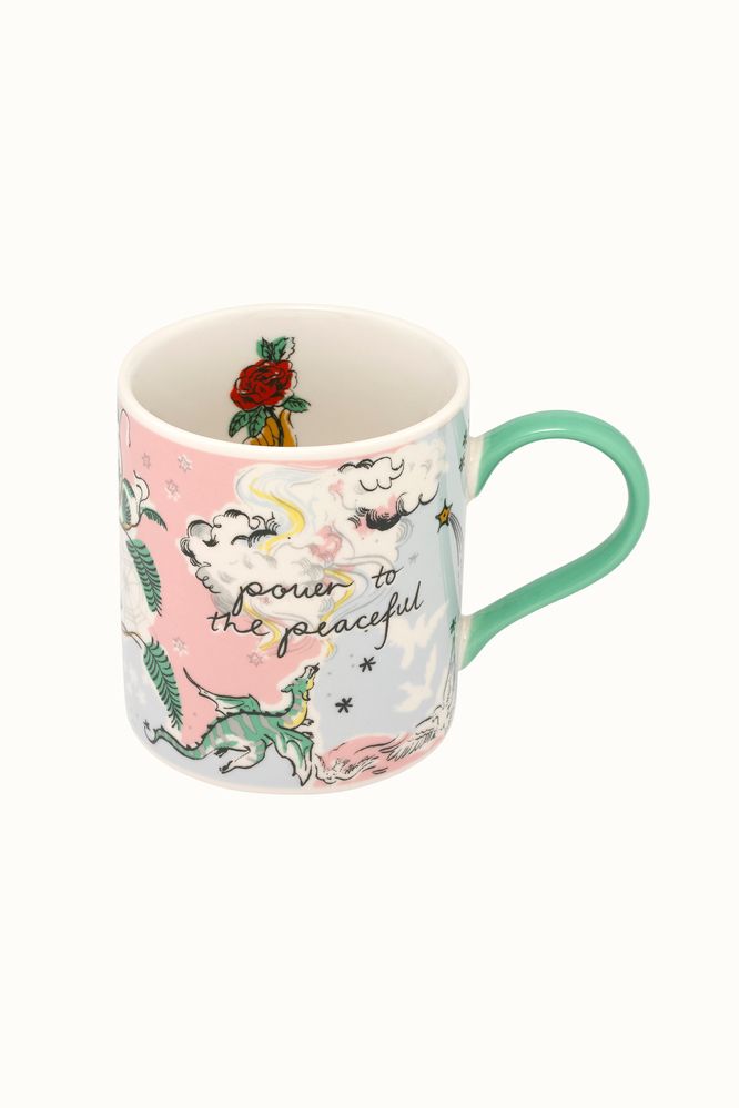 Cath Kidston - Ly/Rosie Fine China Mug - Celestial - Blue/Pink