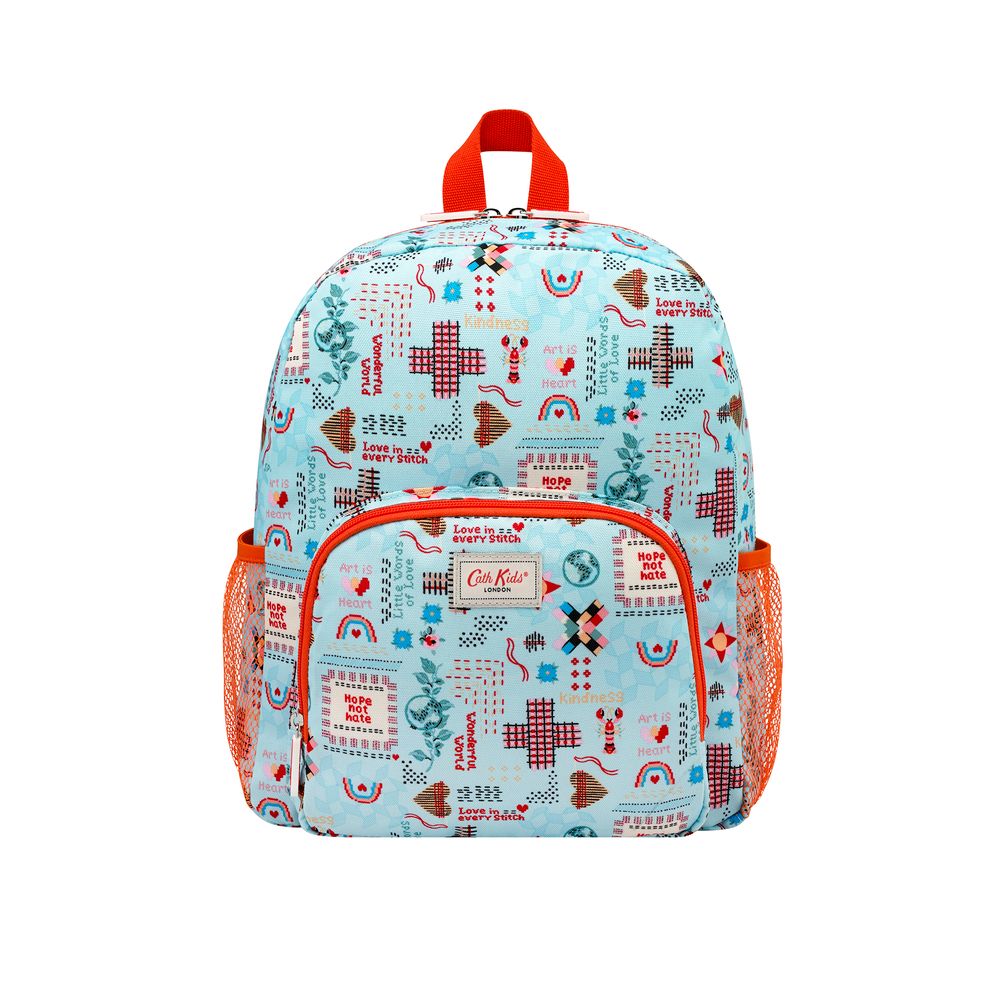 Ba lô cho bé /Kids Classic Large Backpack with Mesh Pocket - Patchwork Ditsy - Blue
