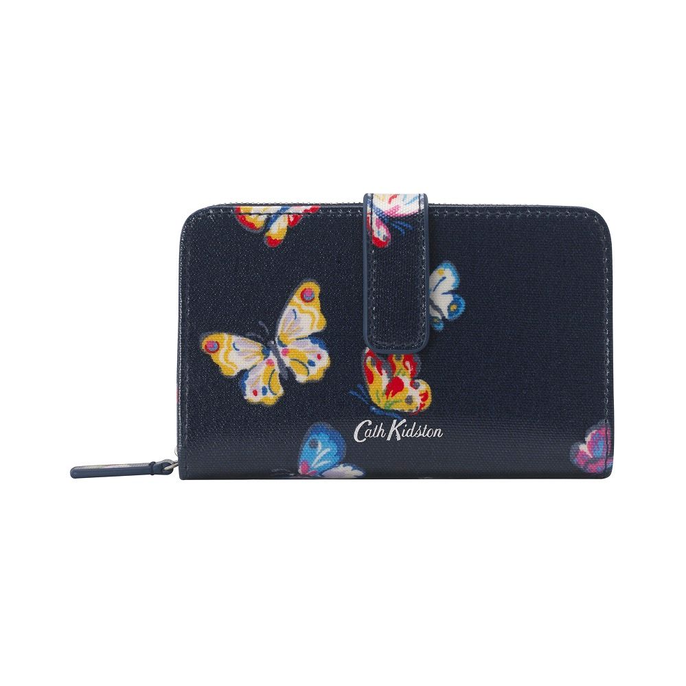  Ví gập/Folded Zip Wallet - Butterflies - Navy 