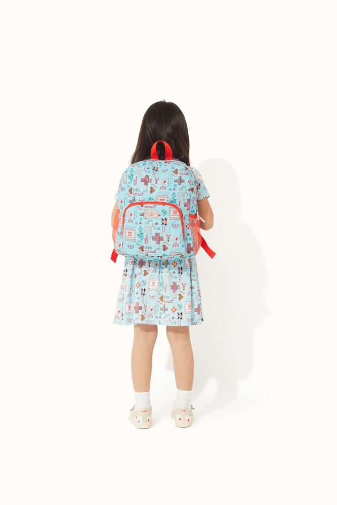 Ba lô cho bé /Kids Classic Large Backpack with Mesh Pocket - Patchwork Ditsy - Blue