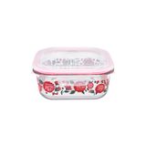  Hộp đựng thức ăn/Glass Storage Box - Strawberry Garden  - Cream/Pink 
