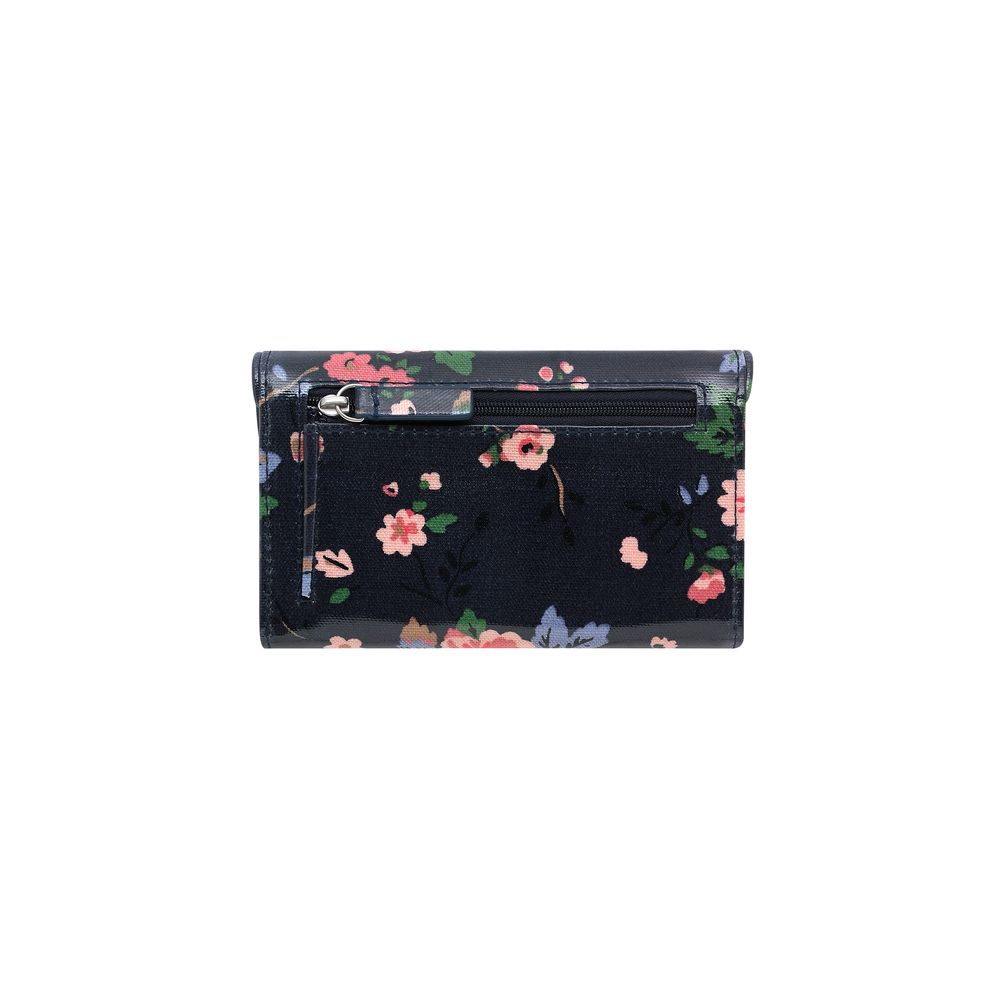 Ví gập/Folded Curve Wallet - Trailing Rose - Navy