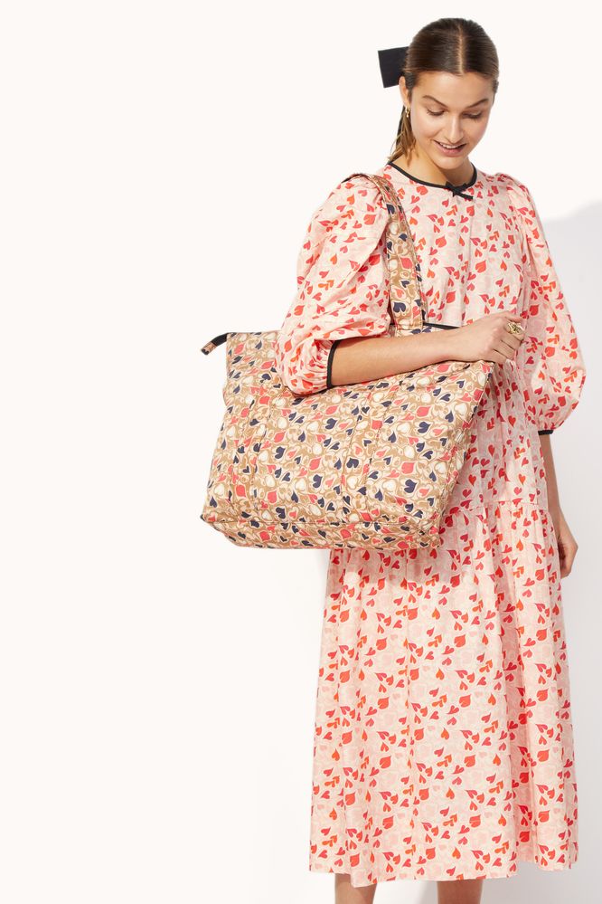 Túi đeo vai /The Slouch Tote - Marble Hearts Ditsy - Brown