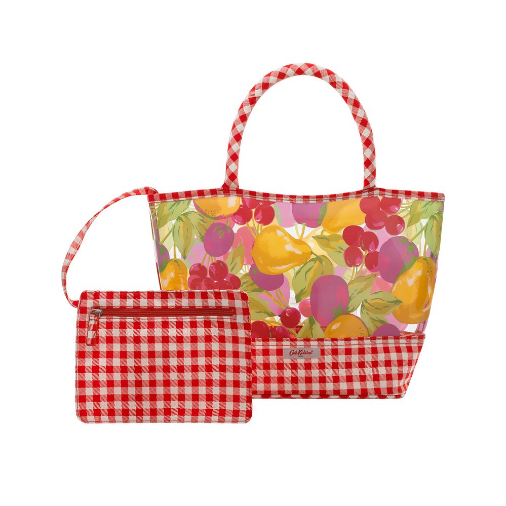  Túi đeo vai /Printed PVC Tote - Painted Fruit - Warm Cream 