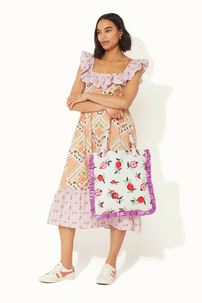 Túi đeo vai/Frill Tote - Pomegranate - Cream