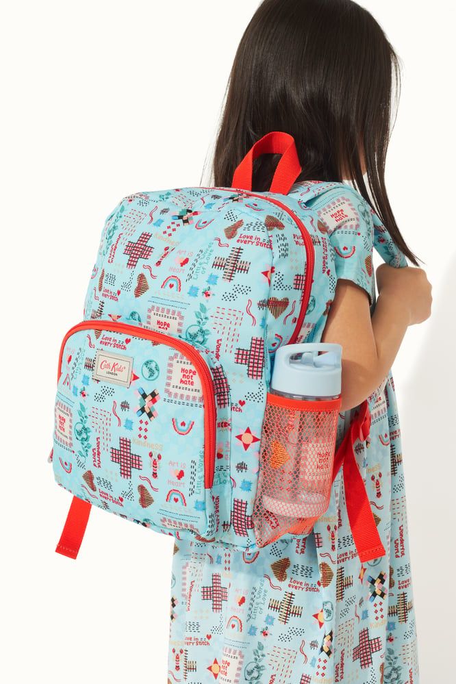 Ba lô cho bé /Kids Classic Large Backpack with Mesh Pocket - Patchwork Ditsy - Blue