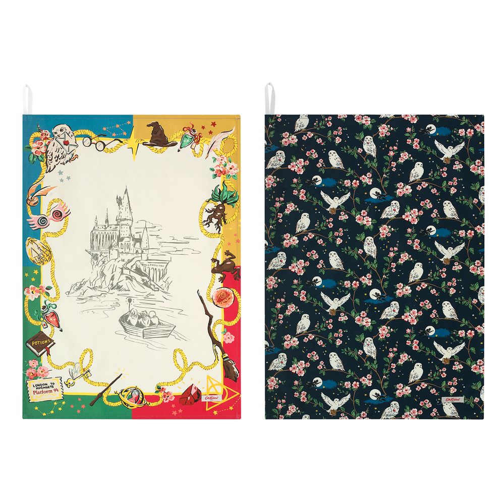 Bộ 2 khăn /Harry Potter Set of 2 Tea Towels - Harry Potter Sorting scarf - Ivory
