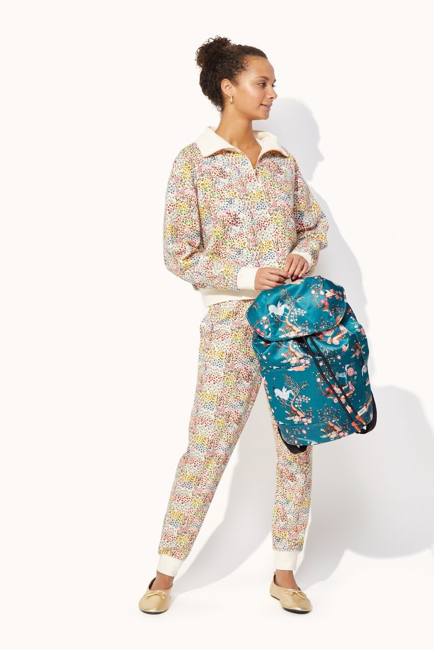 Ba lô đi học/đi làm/Recycled Satin Duffle Backpack - Painted Kingdom - Teal