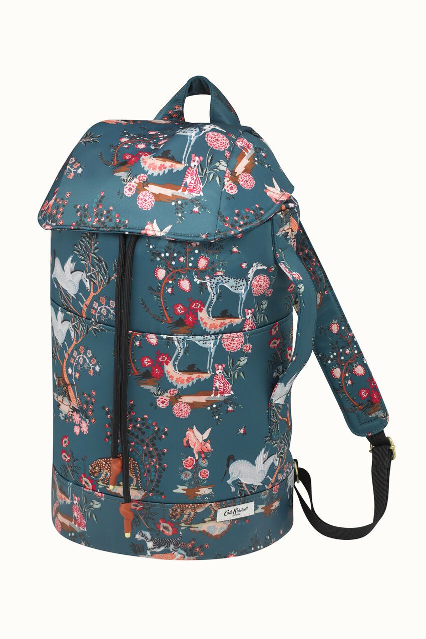  Ba lô đi học/đi làm/Recycled Satin Duffle Backpack - Painted Kingdom - Teal 