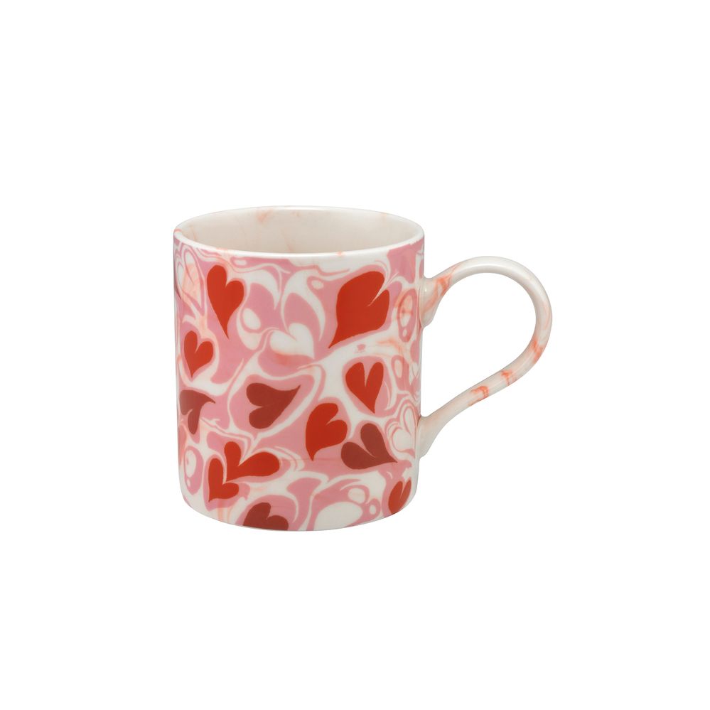  Ly/Rosie Fine China Mug - Marble Hearts Ditsy - Pink 