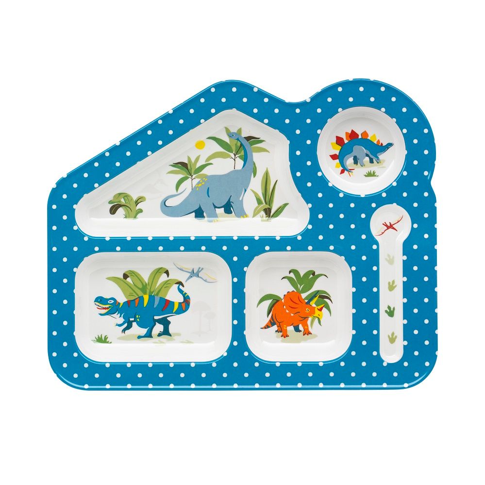  Khay cho bé/Food Tray - Dinosaur Jungle - Pale Green 