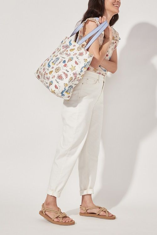  Túi đeo vai /Large Reversible Everyday Tote - Summer Time - Warm Cream 