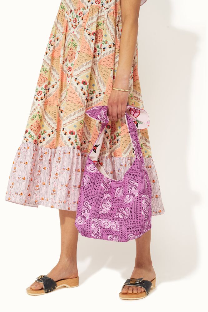 Túi đeo vai/Mini Reversible Knotted Shopper - Pomegranate - Cream