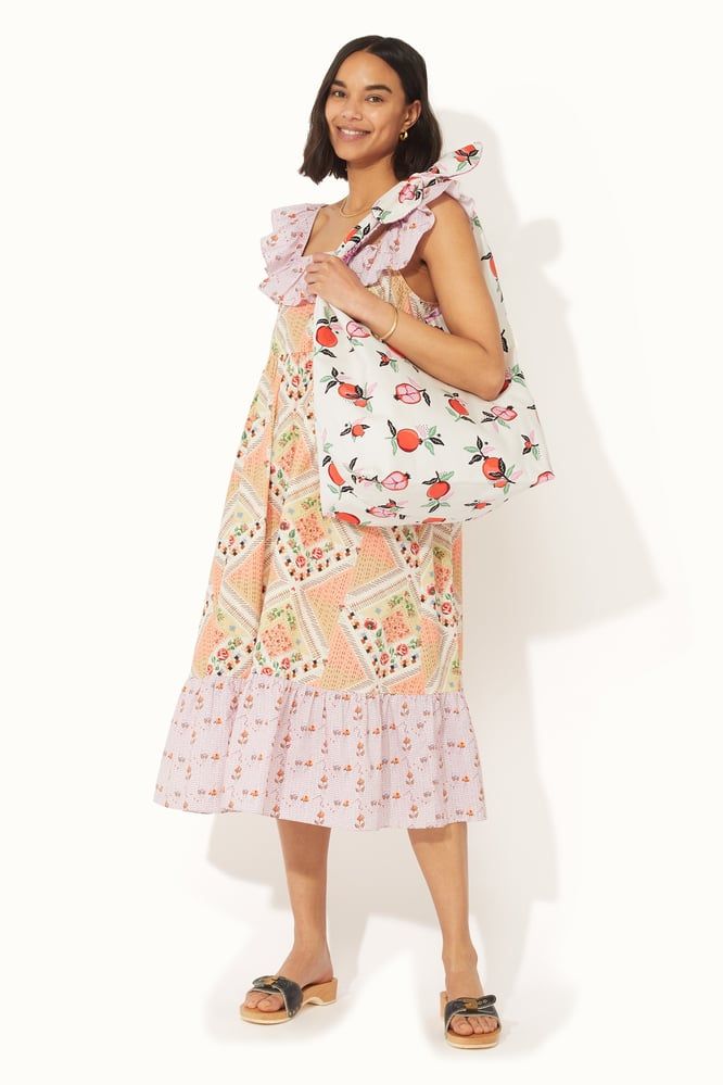 Túi đeo vai/Large Reversible Knotted Shopper - Pomegranate - Cream