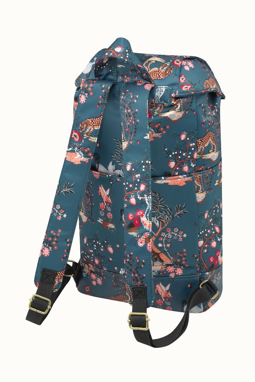  Ba lô đi học/đi làm/Recycled Satin Duffle Backpack - Painted Kingdom - Teal 