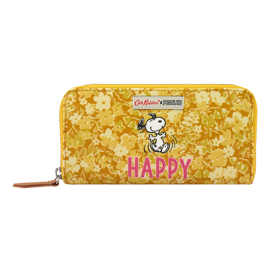 Ví nữ dài/Snoopy Continental Placement Zip Wallet - Snoopy Happy Paper Ditsy - Egg Yolk - 910170