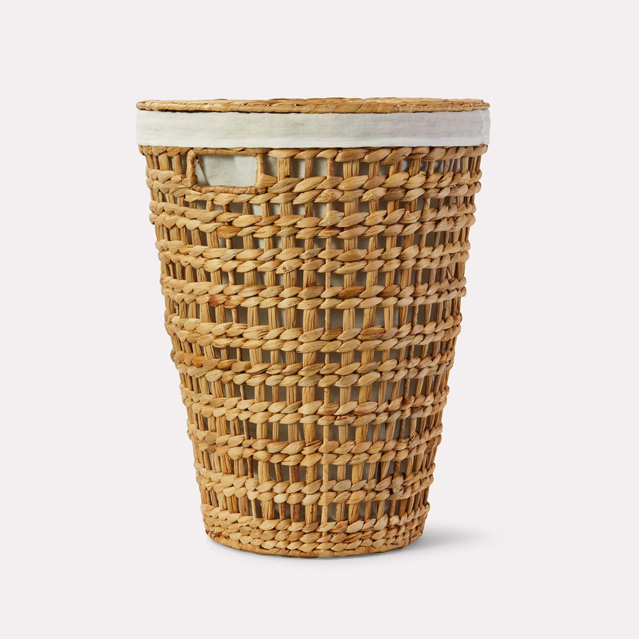 Water Hyacinth-Round Open Weave Hamper with Lid