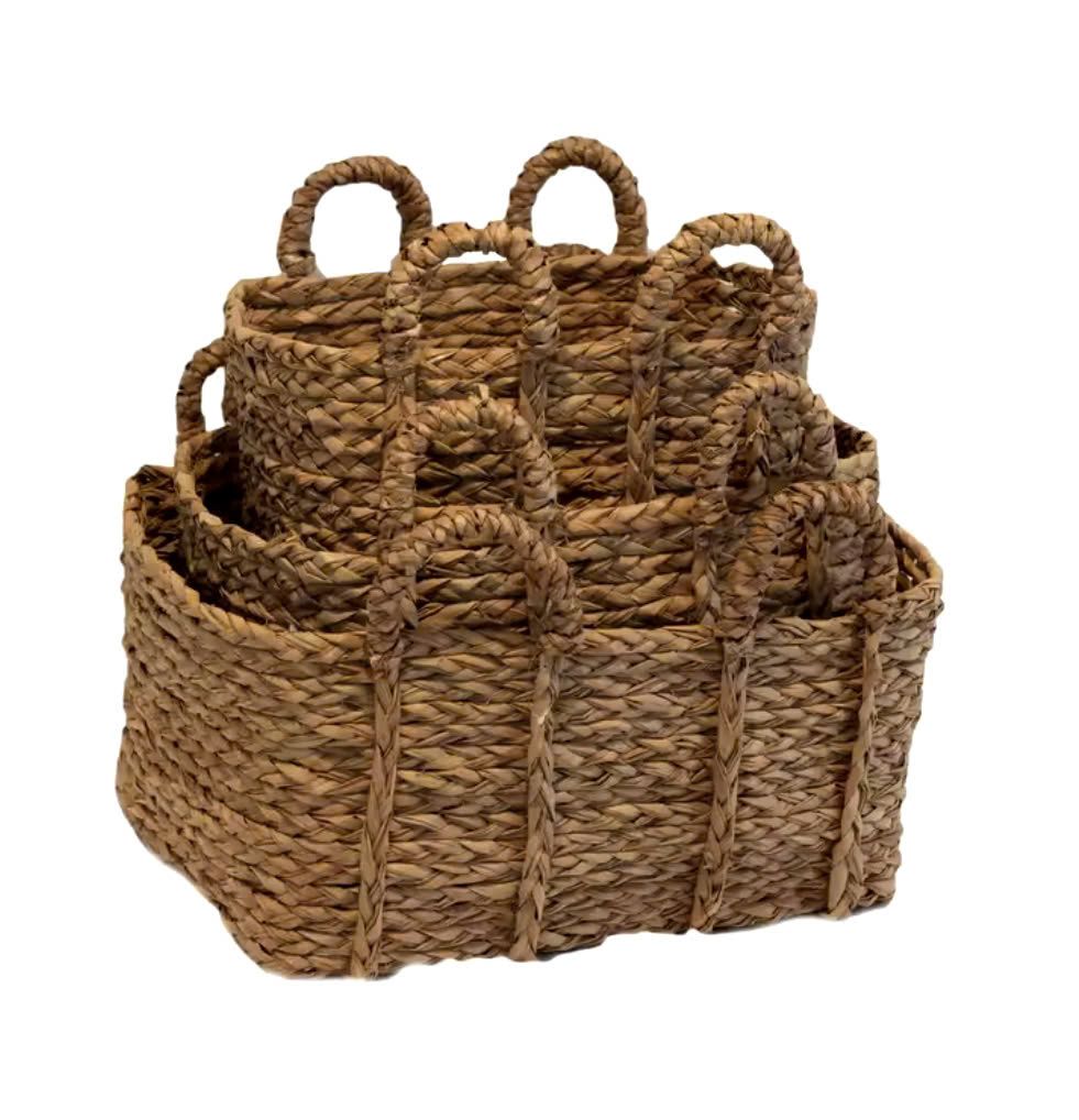 Lafos HandiCraft- Woven water hyacinth baskets with handles