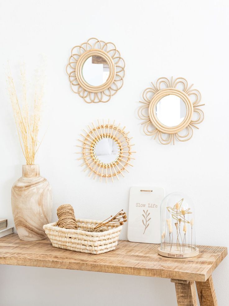 Lafos HandiCraft-Home Decor Natural Rattan Wall Mirror