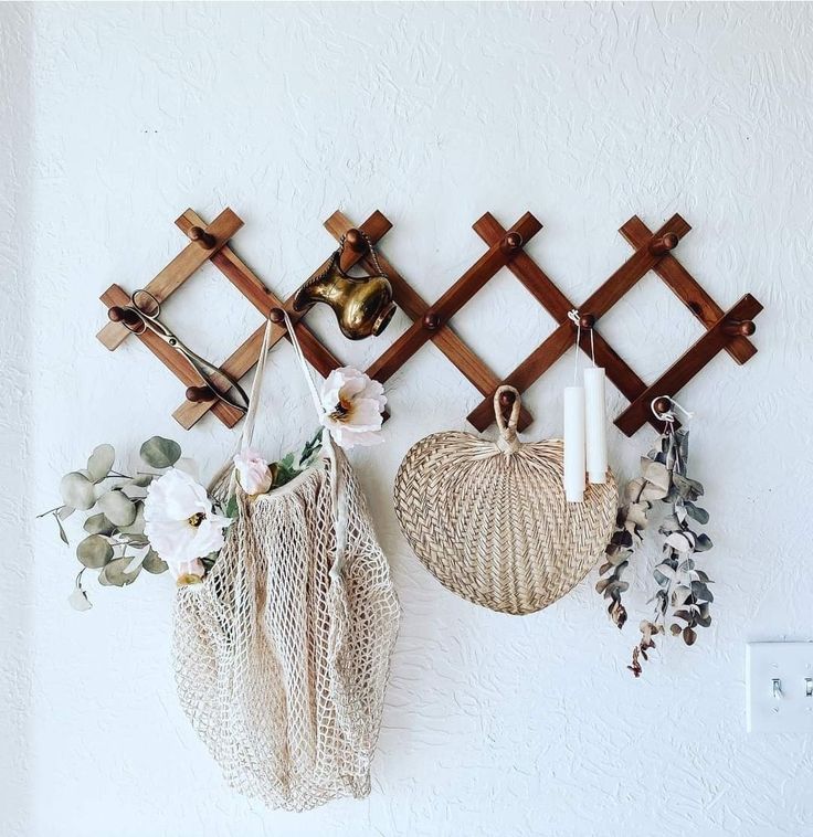 Lafos HandiCraft- Design Wall Hanger Folding Plant Rack Coat Rack Multi Hooks Peg Rack Peg Rail Hat Rack