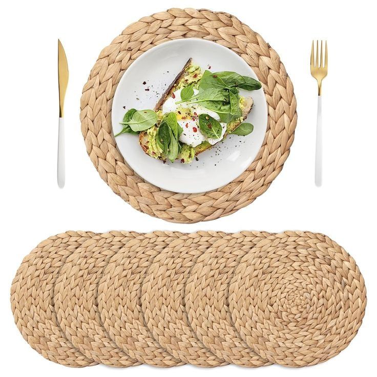 Lafos HandiCraft- Natural Hand-Woven Water Hyacinth Placemats-Household Basket