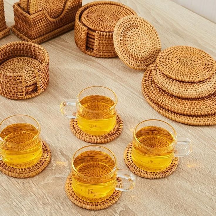 Lafos HandiCraft-Rattan Coasters/Rattan Coasters-Household Basket