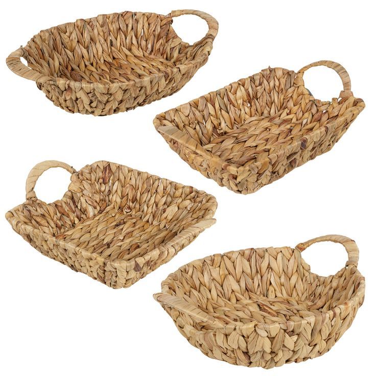 Lafos HandiCraft-Set of 4 Assorted Hyacinth Handled Baskets-Household Baskets