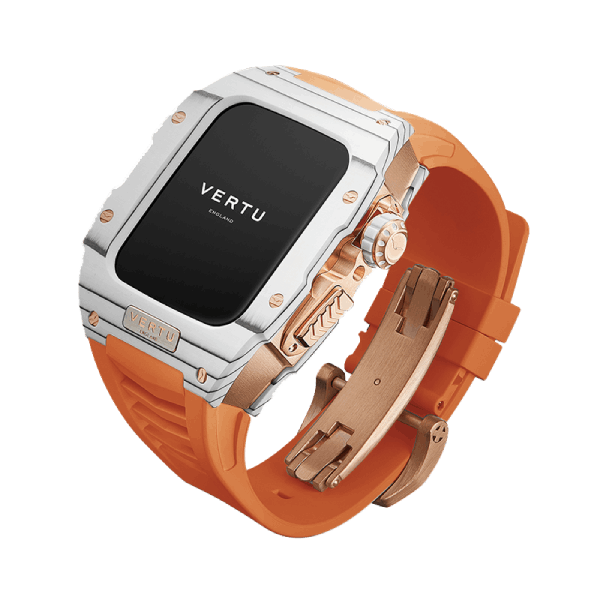  Vertu Watch Stainless Steel White Gold Orange Rubber 