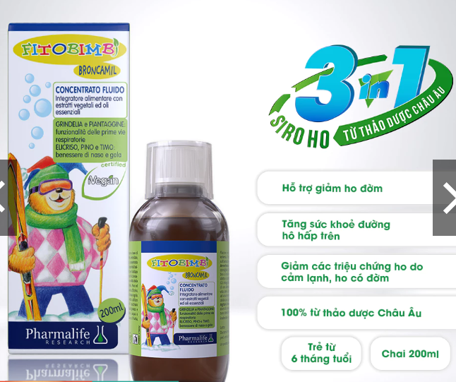 Siro Ho Thảo dược BRONCAMIL Hỗ Trợ Tăng Cường Sức Khoẻ Đường Hô Hấp Trên Cho Trẻ Chai 200ml