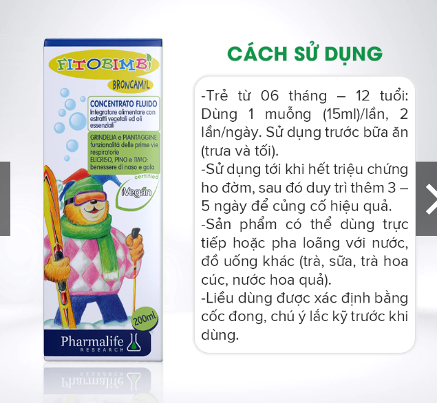 Siro Ho Thảo dược BRONCAMIL Hỗ Trợ Tăng Cường Sức Khoẻ Đường Hô Hấp Trên Cho Trẻ Chai 200ml