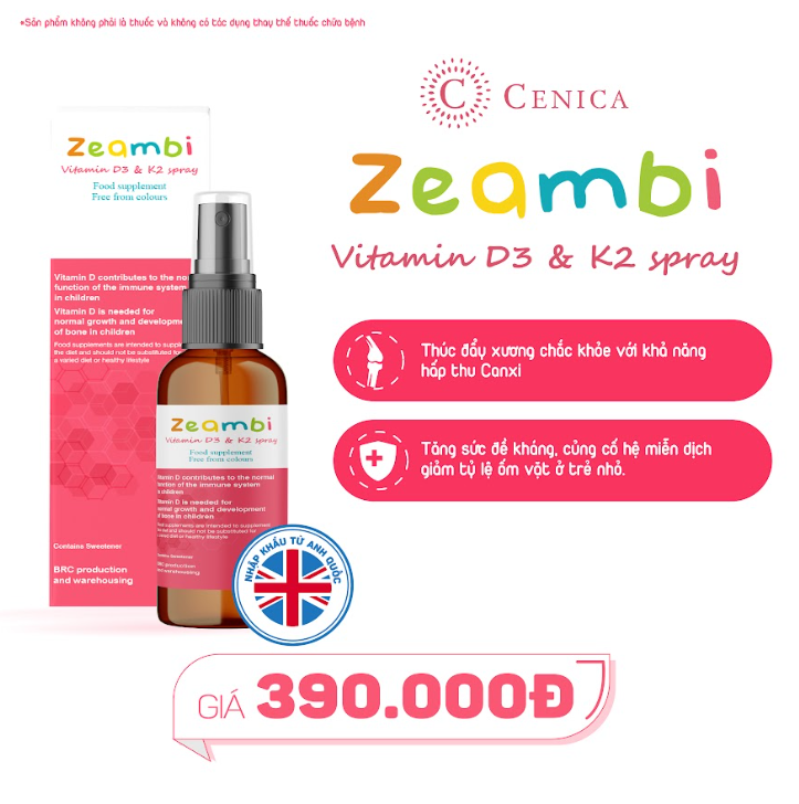 Vitamin D3K2 Zeambi Anh Quốc Dạng Xịt