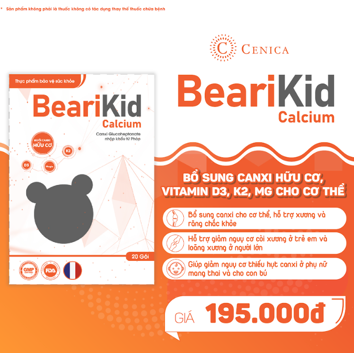 Canxi hữu cơ Bearikid Dạng Nước 1 hộp 20 gói