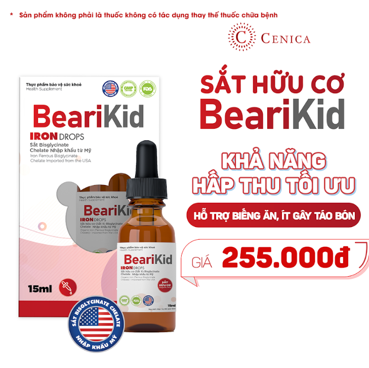 Sắt hữu cơ Bearikid - Sắt Amin thế hệ mới 15ml