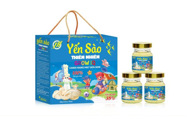 YẾN SÀO TH CAO CẤP 38% GROW IQ (CANXI NANO - MK7 & SỮA NON) xách 6  hũ 70ml