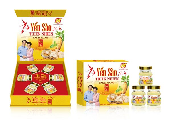 YẾN SÀO TH CAO CẤP CANXI NANO HỒNG SÂM HỘP QUÀ 6 HŨ YẾN 38% Hộp quà lót lụa 6 hũ 70ml