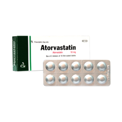 Atorvastatin 10mg - Giảm sự tăng cholesterol toàn phần, điều trị tăng nồng độ triglycerid huyết tương (Hộp 3 vỉ x 10 viên)