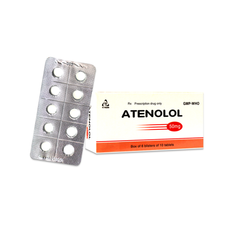 Atenolol 50mg - Điều trị tăng huyết áp, đau thắt ngực, nhồi máu cơ tim sớm và dự phòng sau nhồi máu cơ tim (Hộp 06 vỉ x 10 viên)