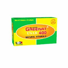 Greenat USAR 400 - Bổ sung vitamin E cho cơ thể giúp đẹp da (Hộp 3 vỉ x 10 viên)