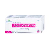 Agiclovir 5% - Kem bôi da trị nhiễm Herpes simplex (Hộp 1 tuýp nhựa 5g)