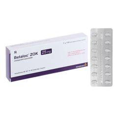 Betaloc Zok 25mg - Thuốc điều trị tăng huyết áp, đau thắt ngực (Hộp 1 vỉ x 14 viên)