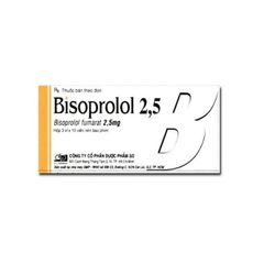 Bisoprolol 2,5 - Điều trị tăng huyết áp, đau thắt ngực, suy tim mạn (Hộp 10 vỉ x 10 viên)