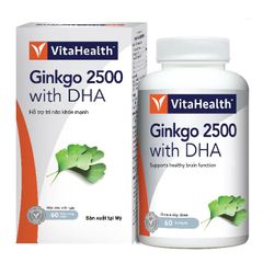 VitaHealth Ginkgo 2500 with DHA - Hỗ trợ tăng cường tuần hoàn não (Hộp 60 viên nang mềm)