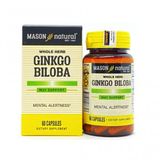Mason Natural Ginkgo Biloba -  Giúp tăng tuần hoàn máu não, giúp ngủ ngon và cải thiện trí não (Hộp 60 viên nang cứng)