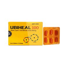 Ubiheal 100 - Điều trị rối loạn cảm giác do bệnh thần kinh đái tháo đường (Hộp 5 vỉ x 6 viên)