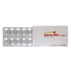 Galvus Met 50mg/500mg - Điều trị đái tháo đường tuýp 2 (Hộp 6 vỉ x 10 viên)
