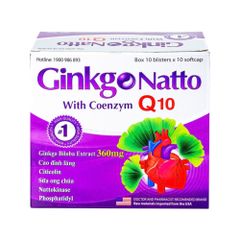 Ginkgo Natto With Coenzym Q10 360mg - Giúp tăng cường lưu thông máu (Hộp 10 vỉ x 10 viên nang mềm)