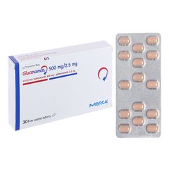 Glucovane 500mg/2.5mg - Điều trị đái tháo đường tuýp 2 ở người lớn (Hộp 2 vỉ x 15 viên)