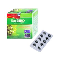 Thực phẩm bảo vệ sức khỏe Euro Ginko Gold - Hỗ trợ hoạt huyết, tăng cường tuần hoàn máu não, giảm nguy cơ di chứng sau tai biến mạch máu não do tắc mạch (Hộp 10 vỉ x 10 viên)