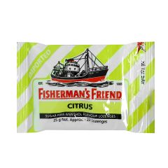 Kẹo cay Con Tàu Fisherman's Friend không đường vị Cam chanh và Menthol (Gói 25g)